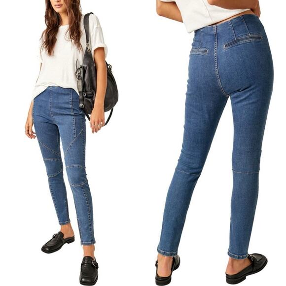 Free People We The Free Bella Moto Mid Rise Skinny Jeans Sz.29 NWT - Picture 1 of 8